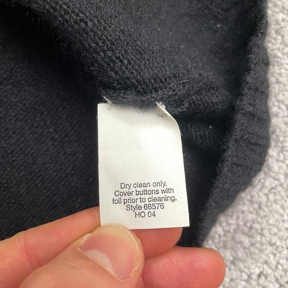 J. Crew Sweater Womens Medium Black Crew Neck Button Wool Rabbit Hair Cashmere - Picture 4 of 13